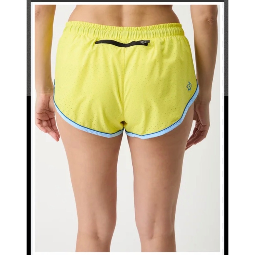 Rabbit Running Shorts Womens XS Yellow Blue Trim Perforated Zipper‎ Pocket
